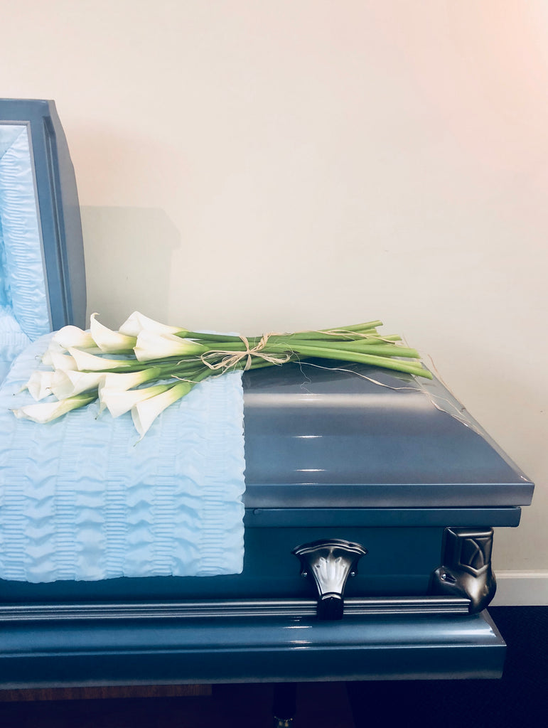 Simply Elegant Clutched Calla lily Casket Bouquet