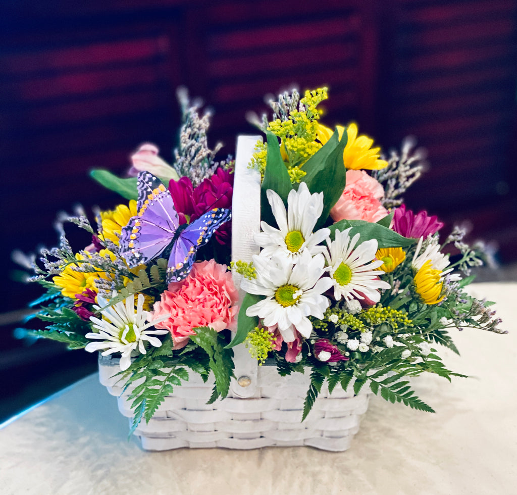 Butterfly Whitewash Garden Basket