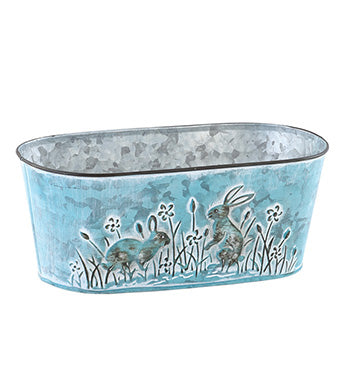 Bunny Double Bloomer Tin Planter