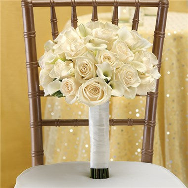 yellow roses and white calla lilies Calla Lily and Rose Hand-tied Bouquet – D Garden Floratique