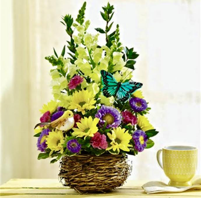Springtime Bird's Nest of Flowers