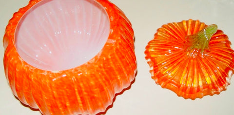 Calabaza de cristal naranja de arte de estudio soplado a mano