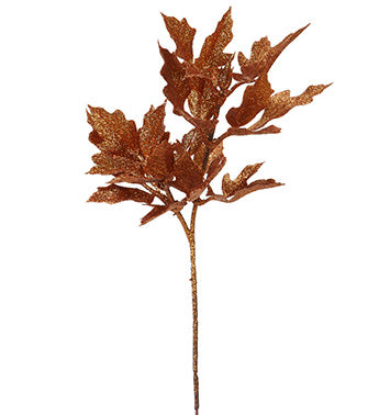 Hoja de otoño con brillo de cobre