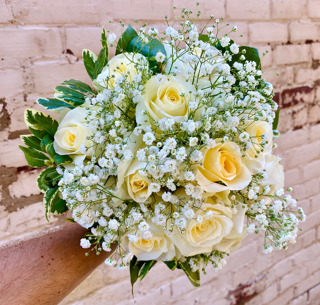 Timeless White Rose Wedding Bouquet