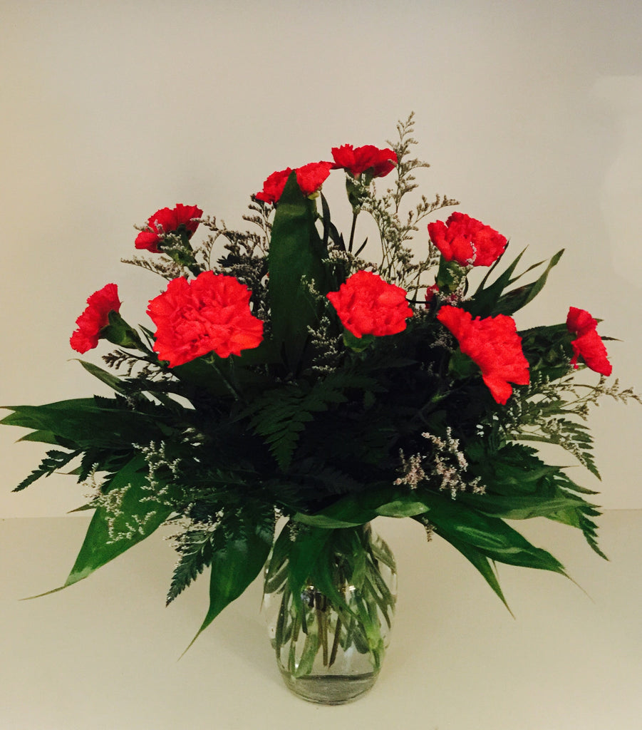 Dozen vased Carnations