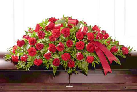 Red Remembrance Casket Spray
